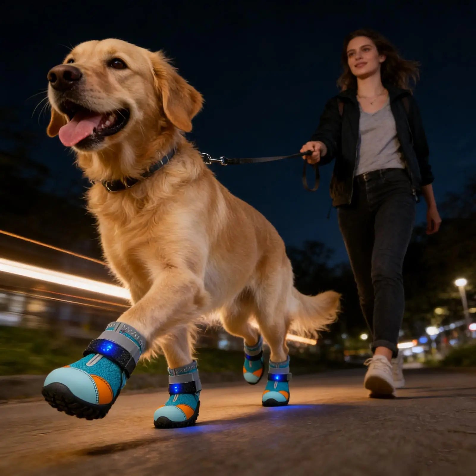 Shoes For Dogs Outside Anti-Slip Adjustable Pet Boot LED