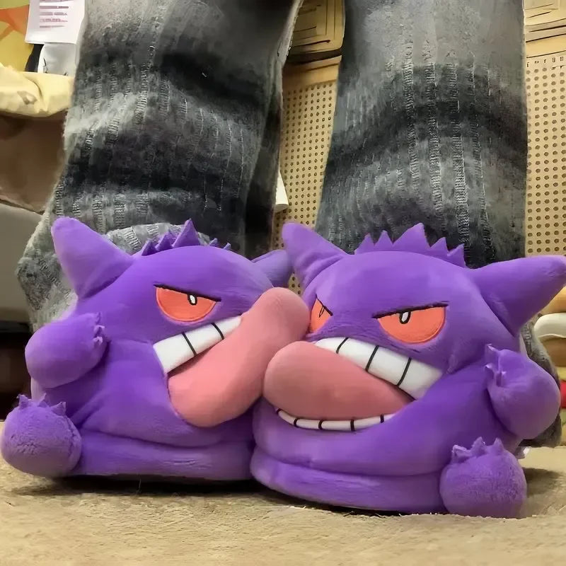 Gengar Plush Slippers • Tongue Out House Shoes • Warm Winter Slides • Cute Anime Ghost Gift Main image
