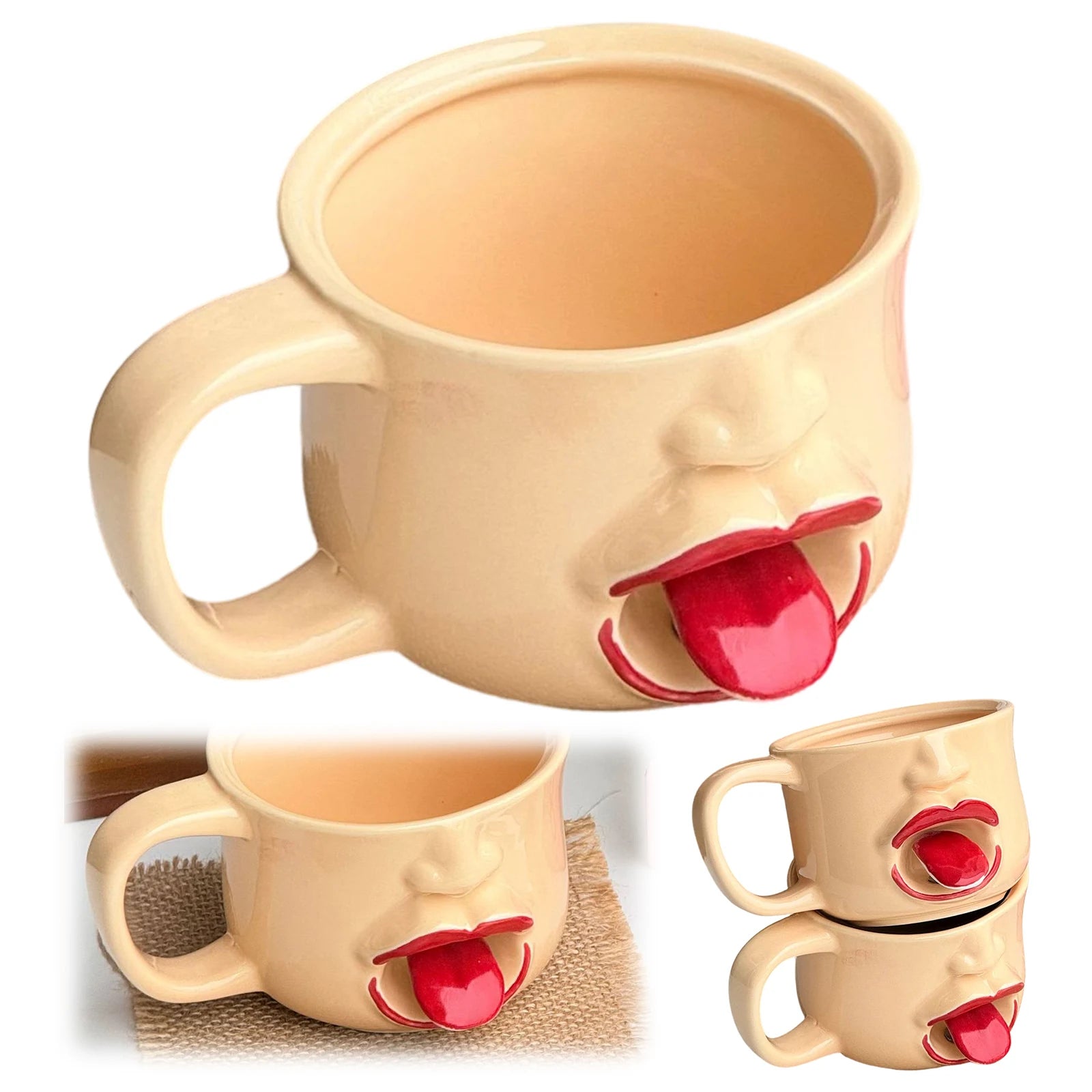 Ceramic Coffee Mug with Tongue Out Cup 18 Oz Secondary image