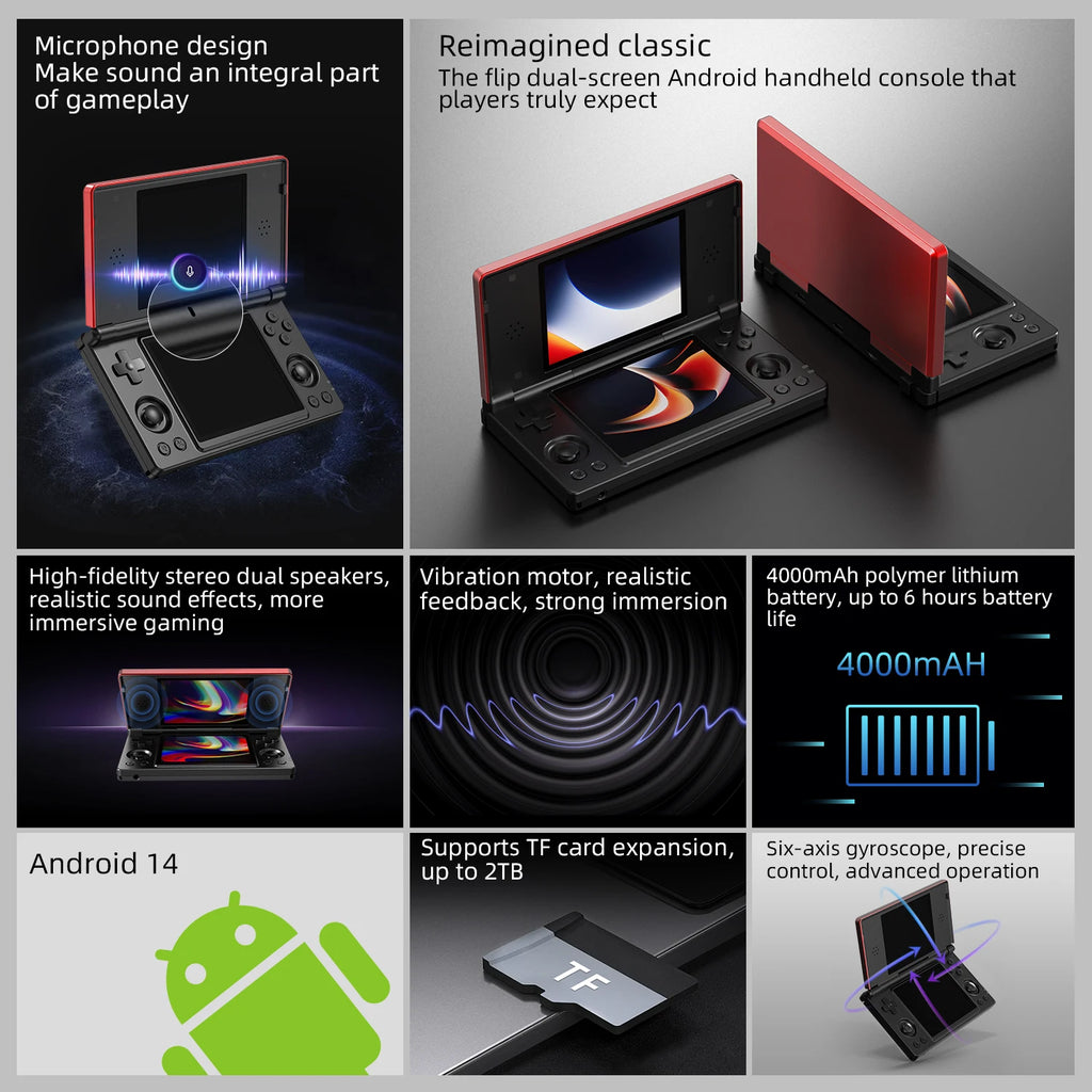 Anbernic RG DS Dual 4.0” IPS Screen Video Game Console Android 14