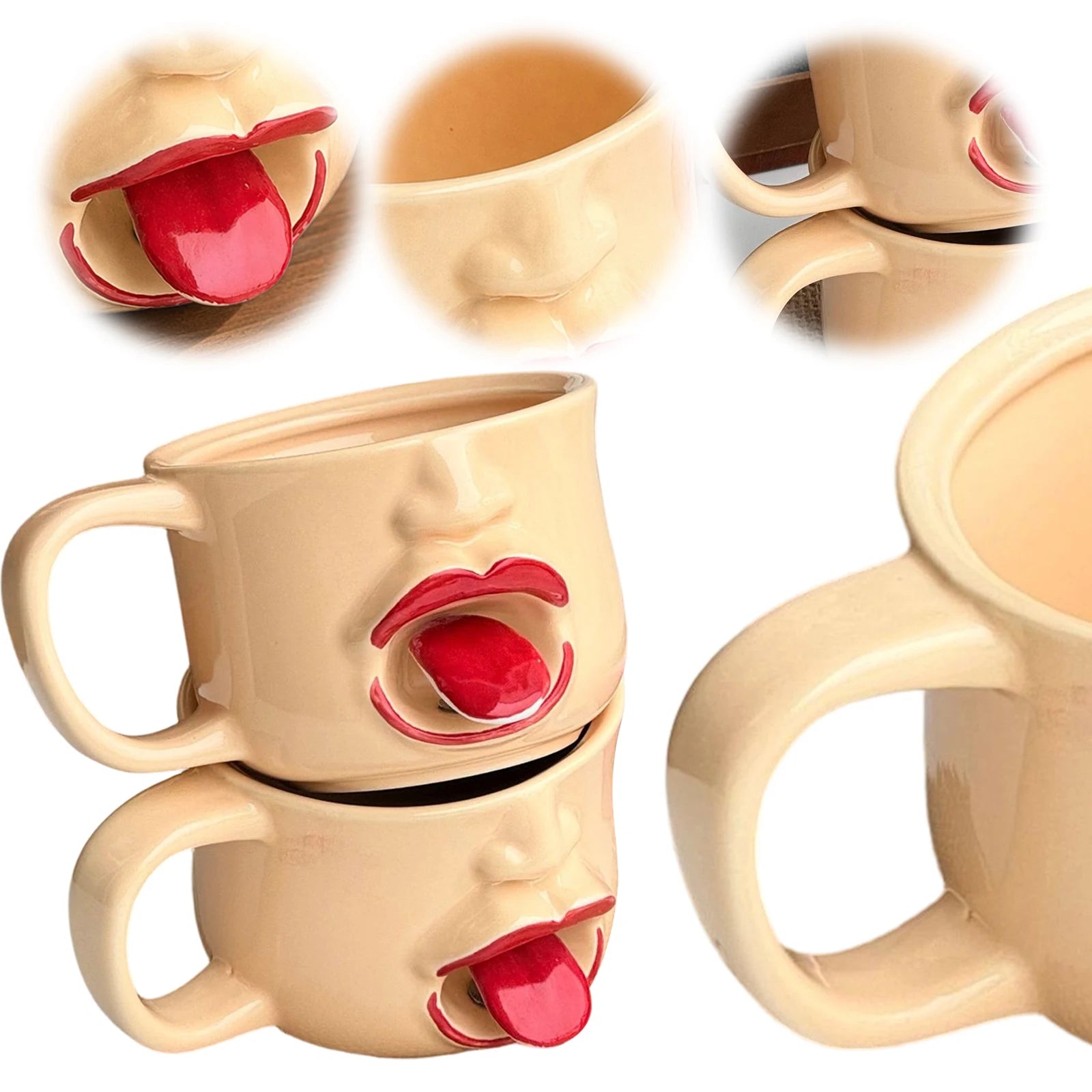 Ceramic Coffee Mug with Tongue Out Cup 18 Oz