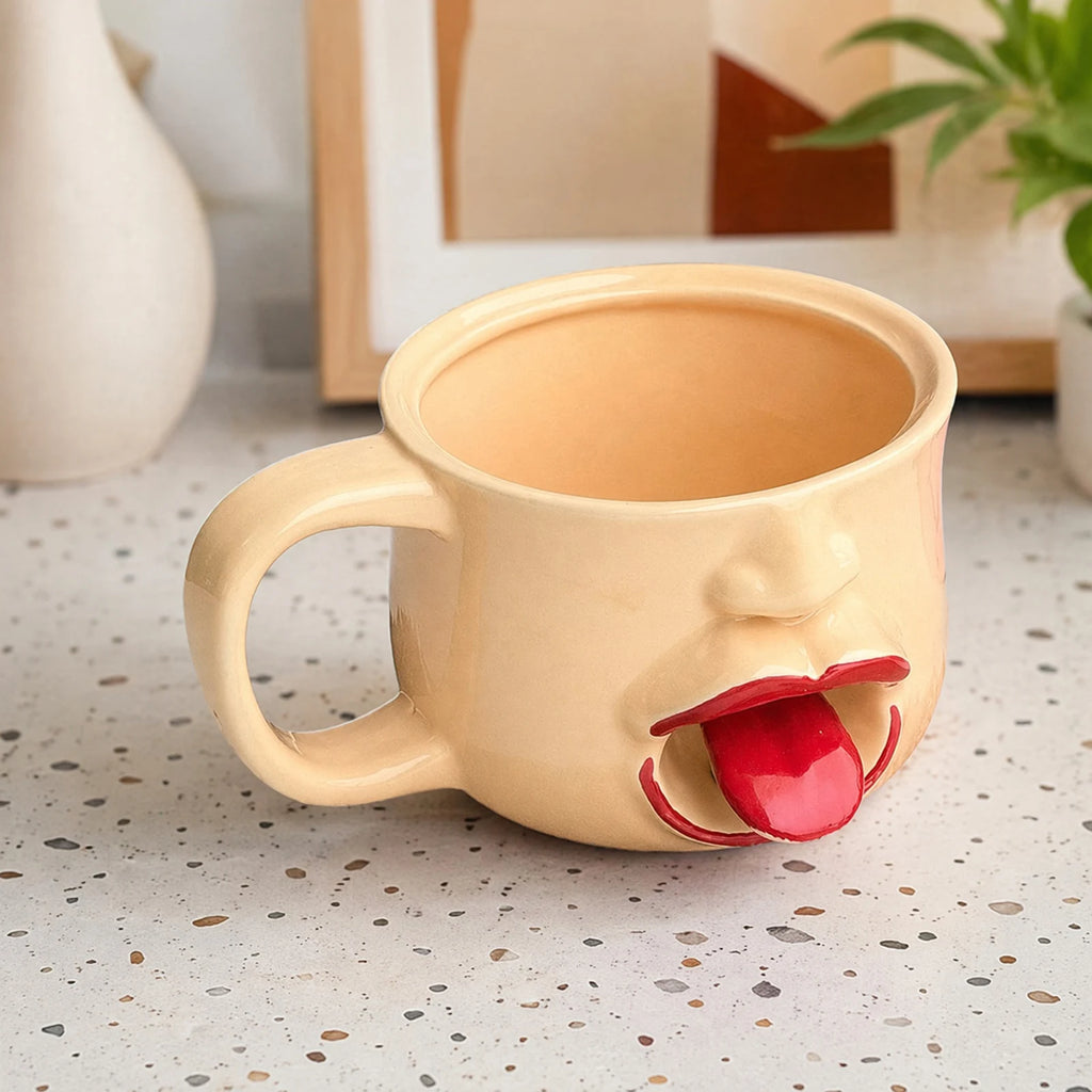 Ceramic Coffee Mug with Tongue Out Cup 18 Oz